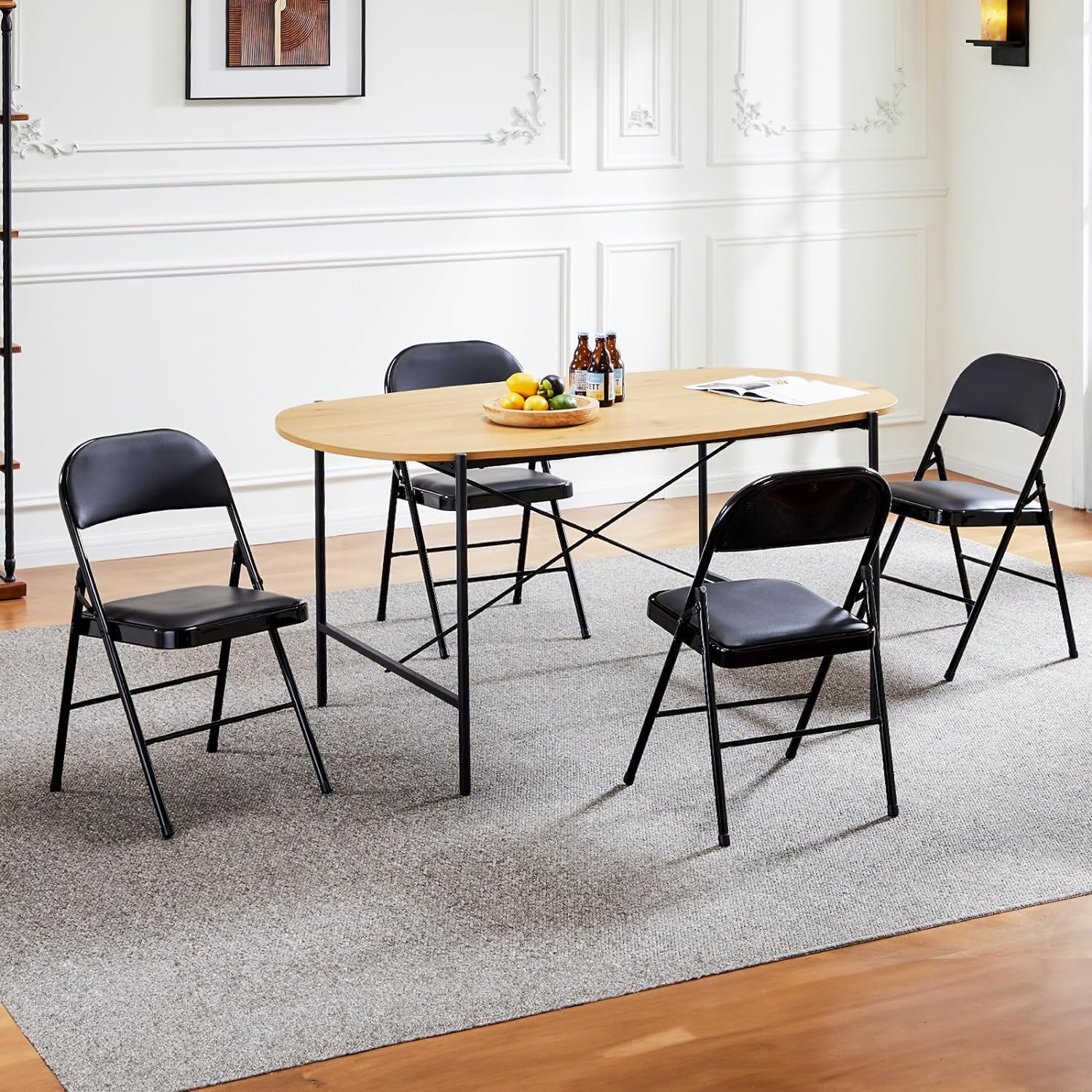 Sweetcrispy Folding Chair 12 Pack, Leather Padded Folding Chairs, Sturdy Metal Foldable Chairs