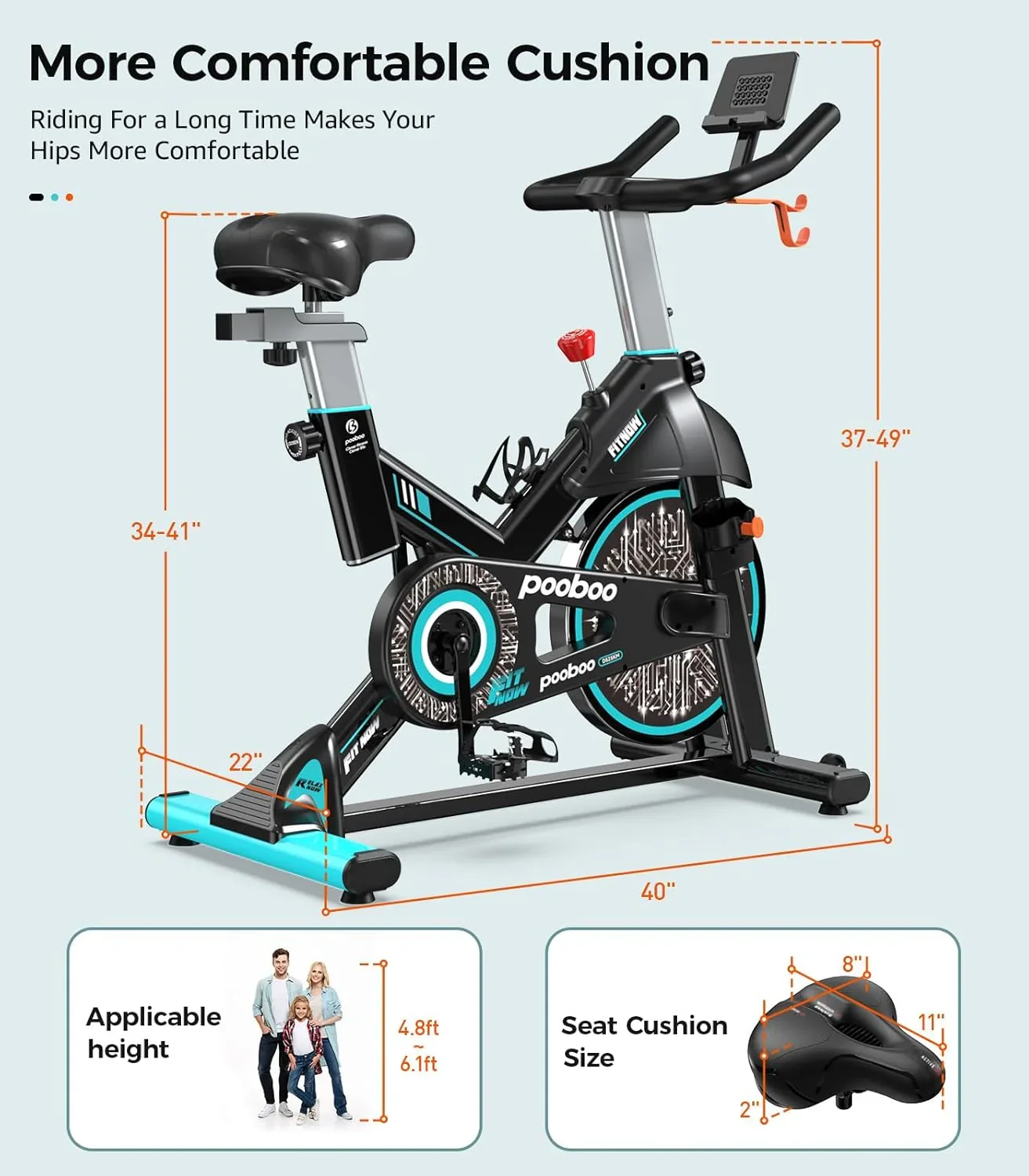pooboo Indoor Exercise Bike With Adjustable Resistance And Belt Drive - Image 23 pooboo Indoor Exercise Bike With Adjustable Resistance And Belt Drive - Image 23
