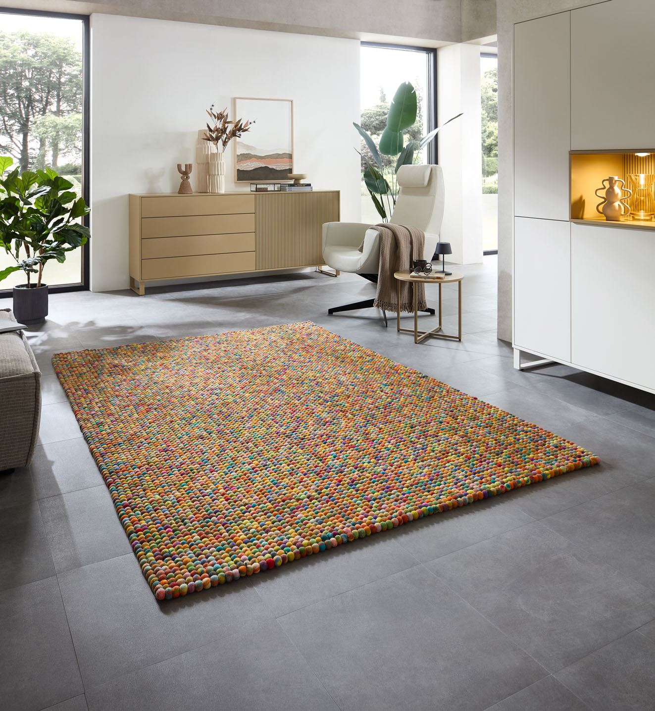 Handgemaakt viltkogeltapijt Felty 40x60 cm - Multicolor