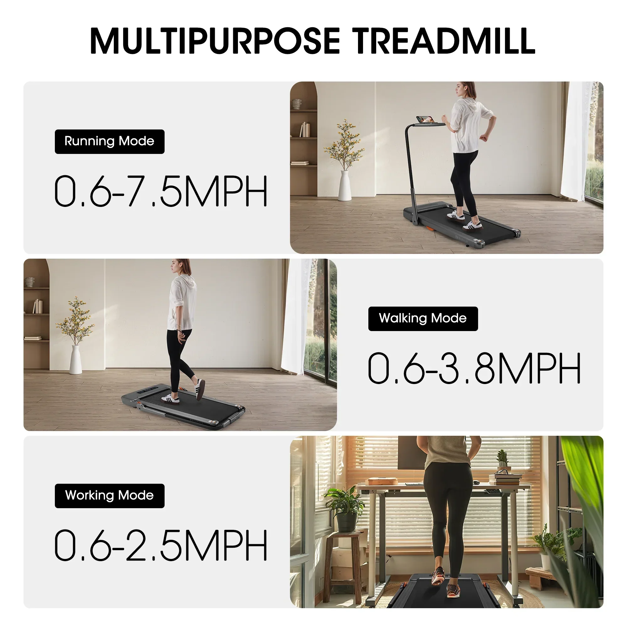 MaxKare 2-in-1 Folding Under Desk Treadmill, 2.5HP, 7.5MPH, 265 lbs Capacity - Image 4 MaxKare 2-in-1 Folding Under Desk Treadmill, 2.5HP, 7.5MPH, 265 lbs Capacity - Image 4