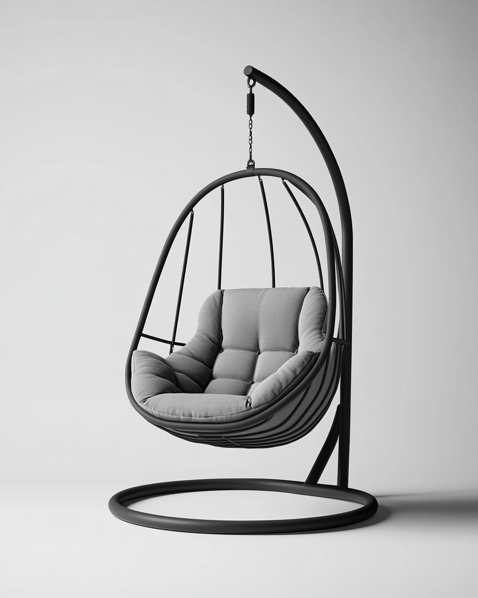 Silla colgante de metal con cojín