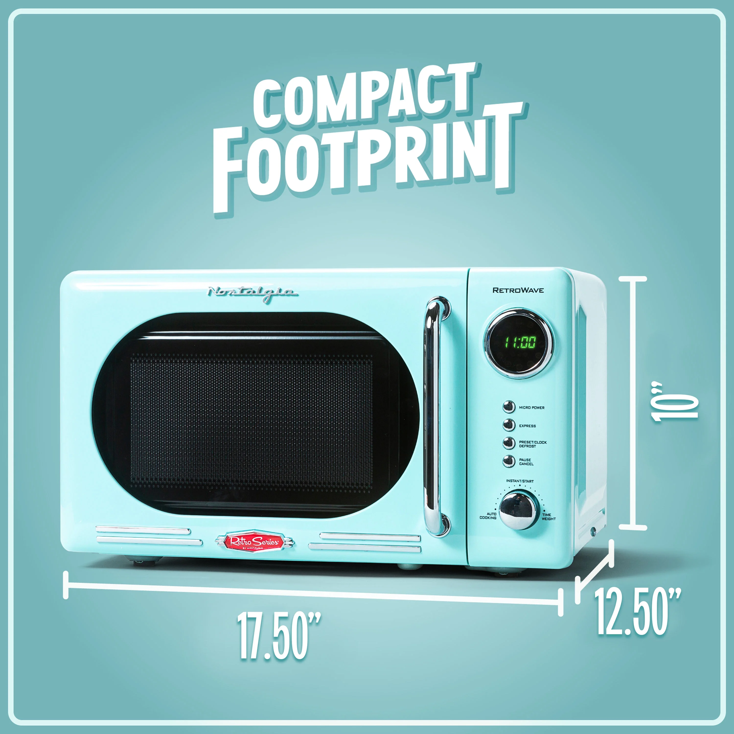 Nostalgia Retro Compact Countertop Microwave Oven - 0.7 Cu. Ft. - 700-Watts with LED Digital Display - Child Lock - Easy Clean Interior - Orange - Image 20