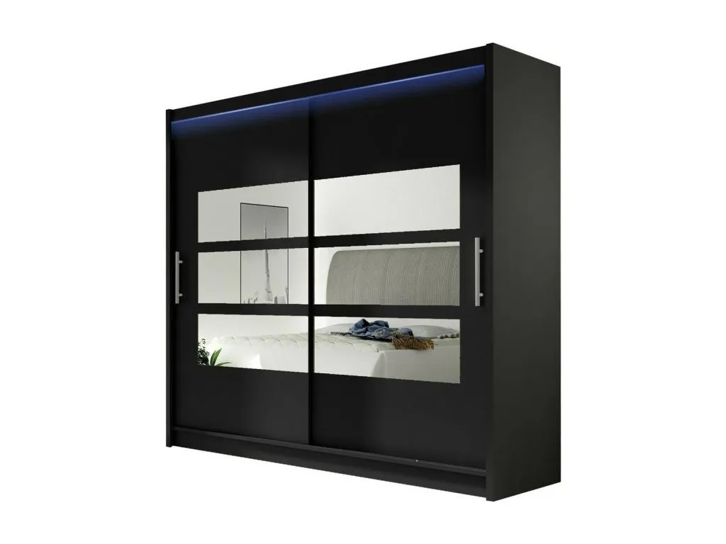 Armario Nidovia negro, 215x180x58 cm, sistema de puertas correderas pce1704107