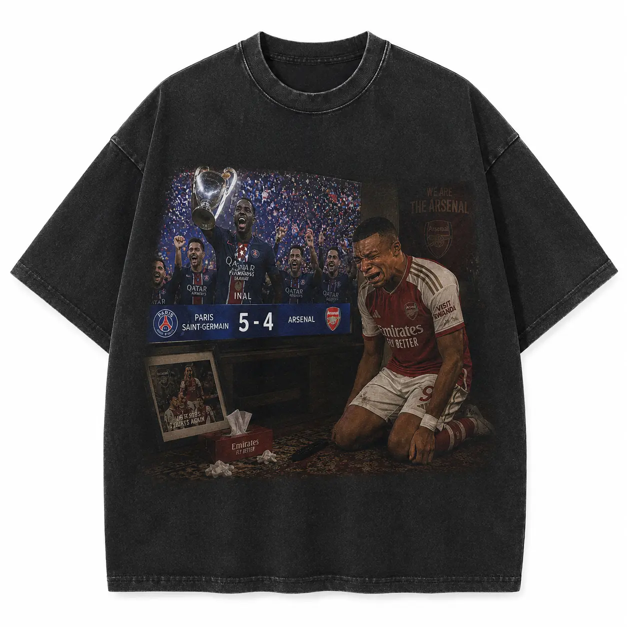 Missed Champions League Printed Unisex Washed T-Shirt