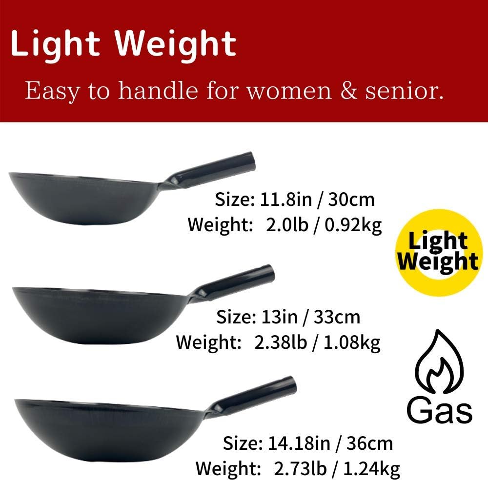 [Made in Japan] KOTE2 Light Weight Carbon Steel Wok 14 1/4