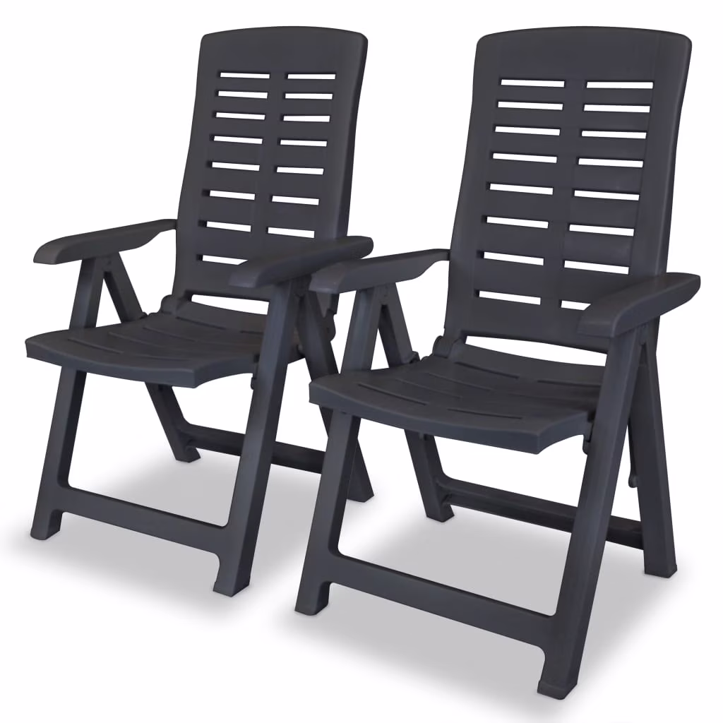 vidaXL Reclining Patio Chairs Outdoor Stack Dining Chair with Armrest Plastic