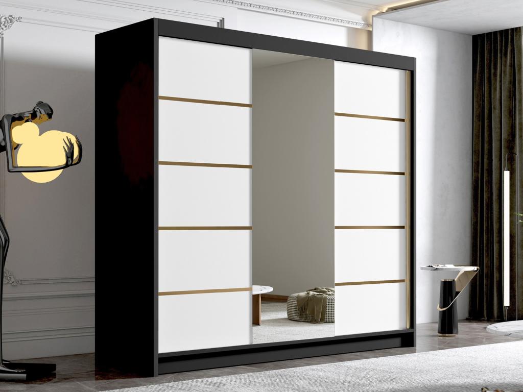 Armario Mueblesclasic 192 Negro | Blanco 215x200x58cm Puertas de armario - Correderas