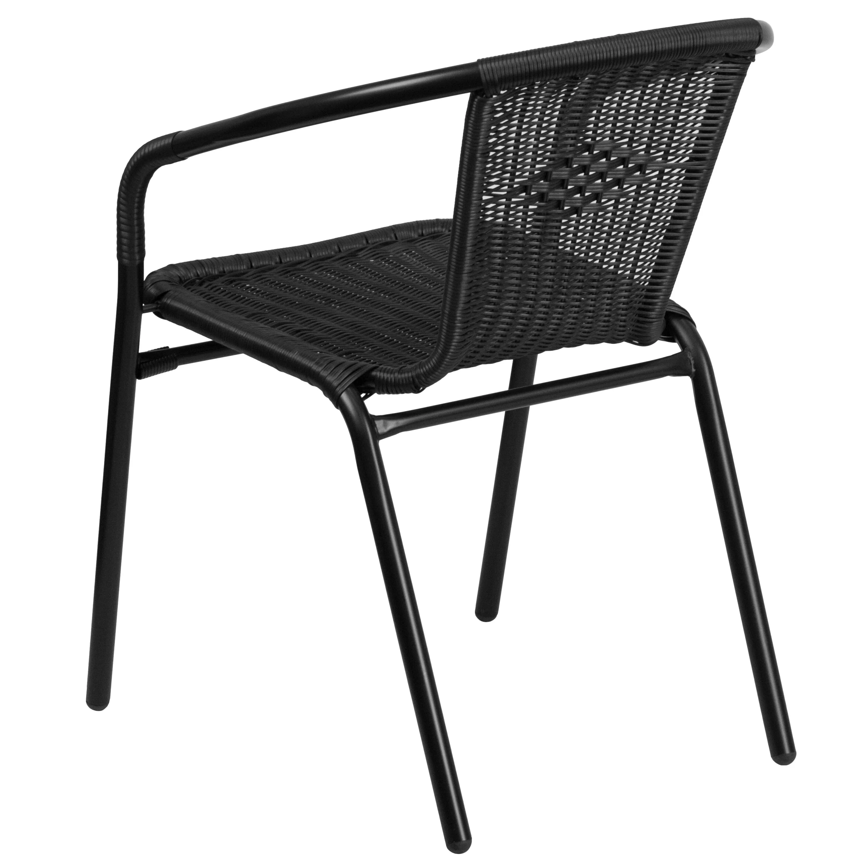 Emma + Oliver Indoor/Outdoor Stacking Rattan Restaurant Patio Chairs, Set of 2, Gray - Image 20