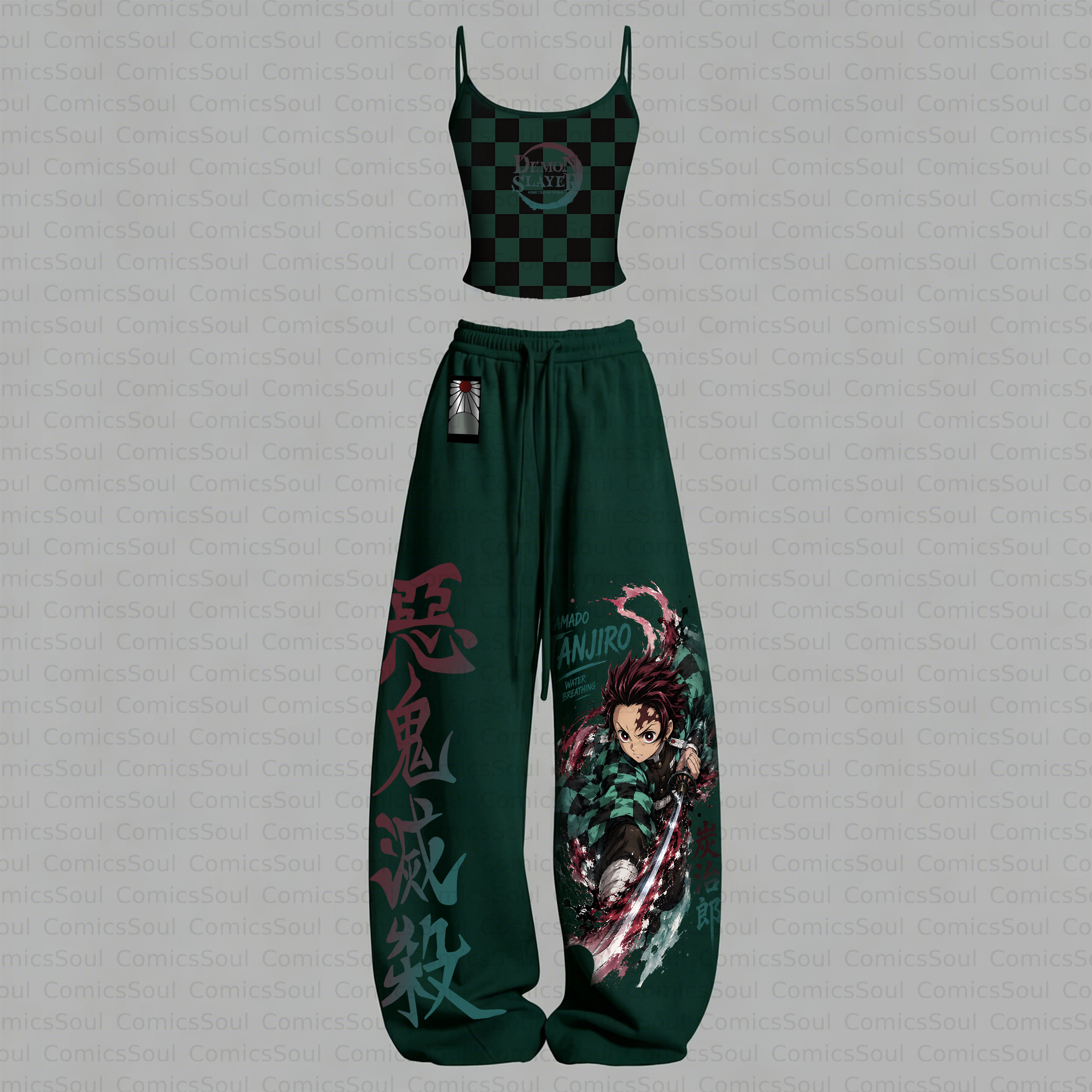 Demon Slayer Top & Elasticated Trousers Two-Piece Set 3051061 TeeThreads Sustain the Scene with Custom Apparel