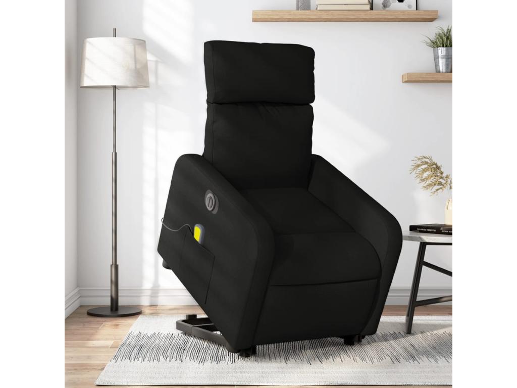 Sillón de masaje eléctrico reclinable elevable tela negro