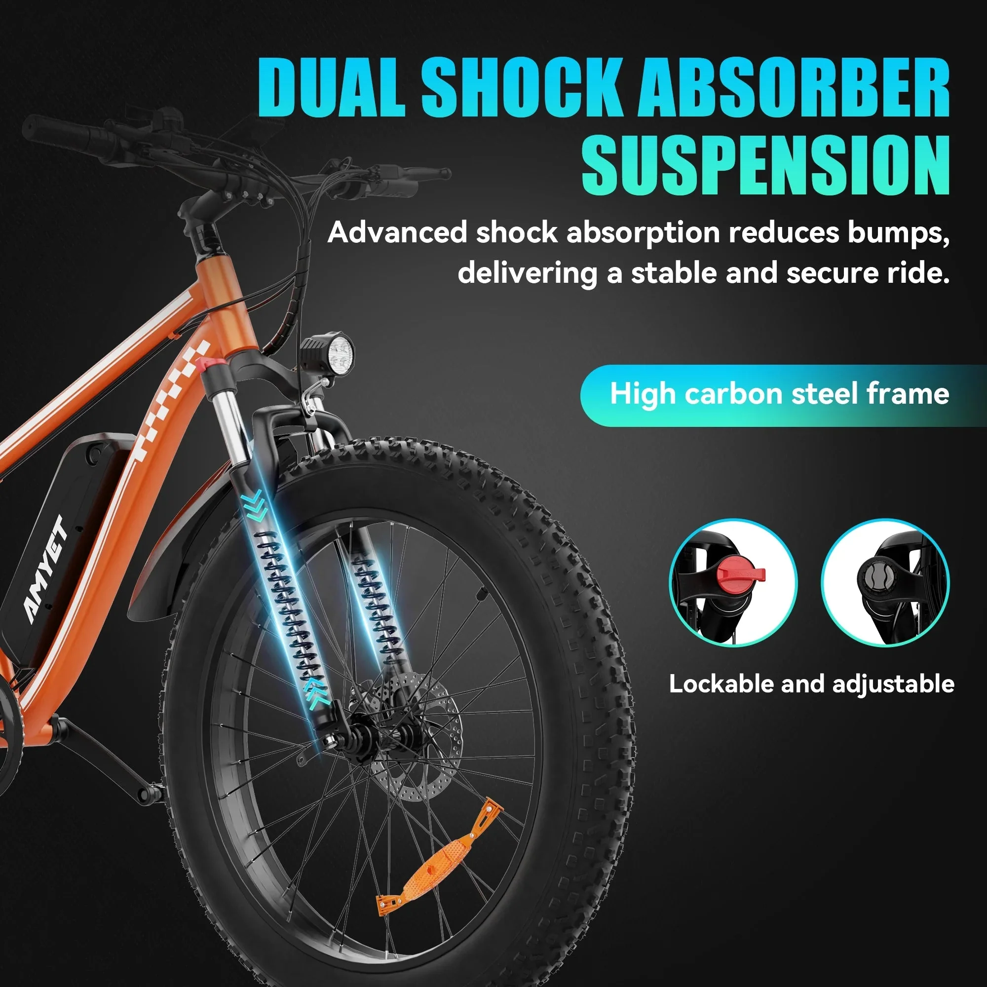 AMYET 26 x 4 Fat Tire Electric Mountain Bike, 48V 15Ah, 7-Speed - EB26 - Image 21 AMYET 26 x 4 Fat Tire Electric Mountain Bike, 48V 15Ah, 7-Speed - EB26 - Image 21