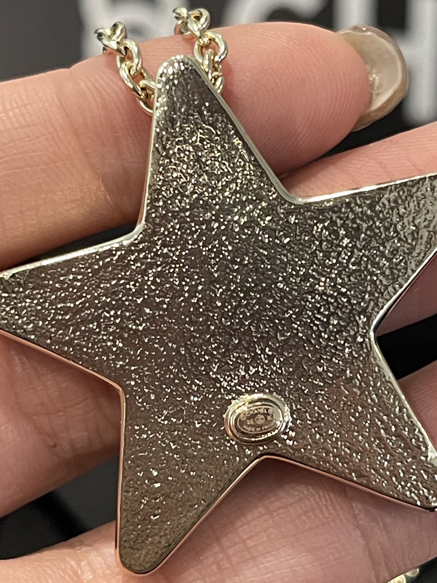 Chanel Diamond Paved Black Enamel Star Pendant Necklace - Original Replica Club