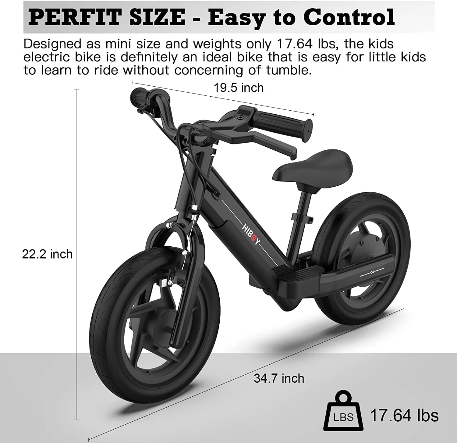 Hiboy BK1 Electric Bike for Kids Ages 3-5 Years, 24V 100W Electric Balance Bike 12 inch Inflatable Tire Adjustable Seat, Electric Bicycle Gift for Kids - Image 7