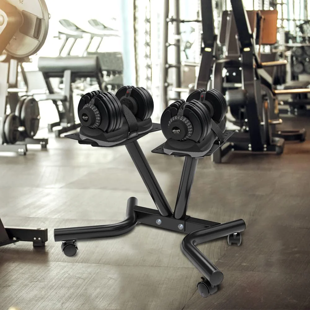 Dumbbell Stand Fitness Dial Dumbbell Rack with Adjustable Belt for Home Gym Set