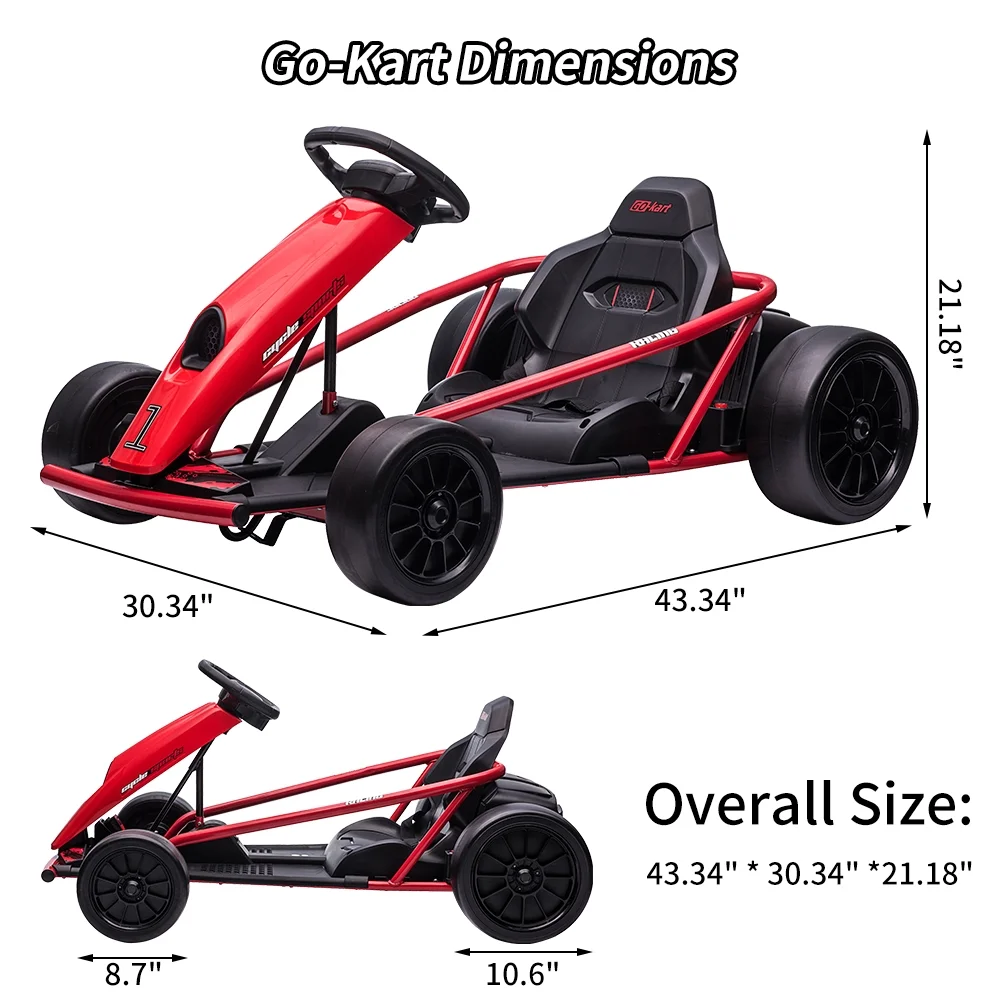 Kojooin Go Kart for Kids,24V Battery 300WX2 Motors Pedal On Foot Go Cart,8MPH High Speed Drifting Car with Slow Start Function,Rose red - Image 15