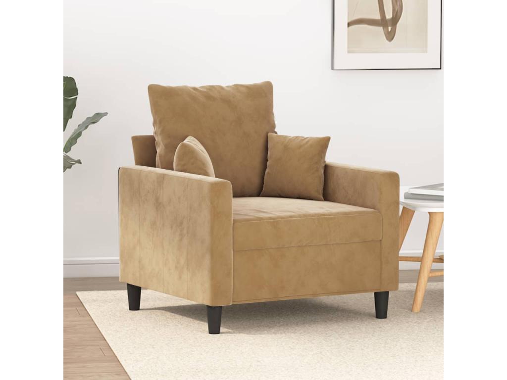 Sillón de terciopelo marrón 60 cm