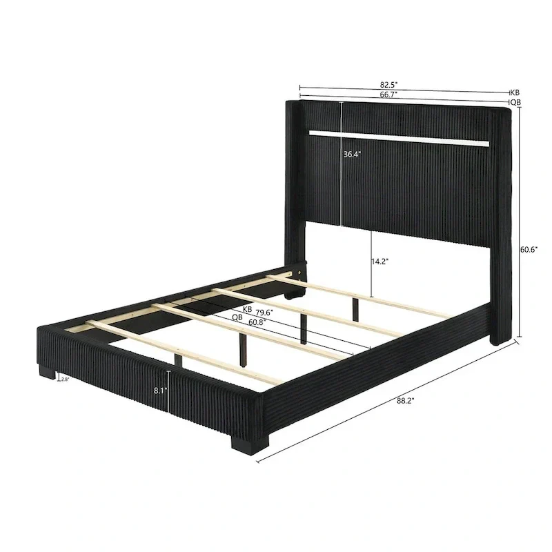 Pedro 6-Piece Black Velvet Upholstered Bedroom Collection