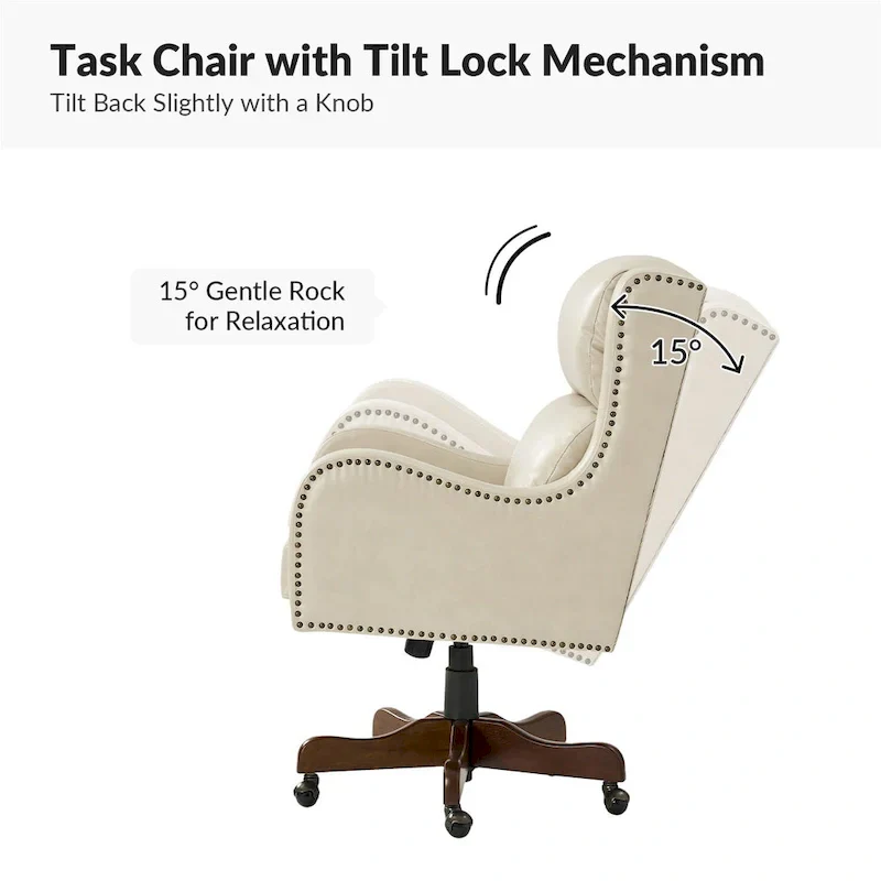 HULALA HOME Pete Adjustable Height Faux Leather Swivel Executive Chair with Tilt Mechanism