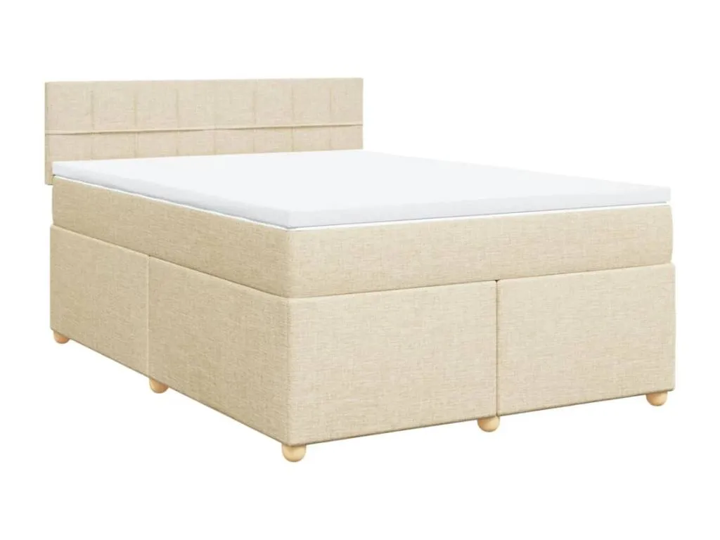 Cama box spring con colchón tela color crema 140x190 cm zvz3518713