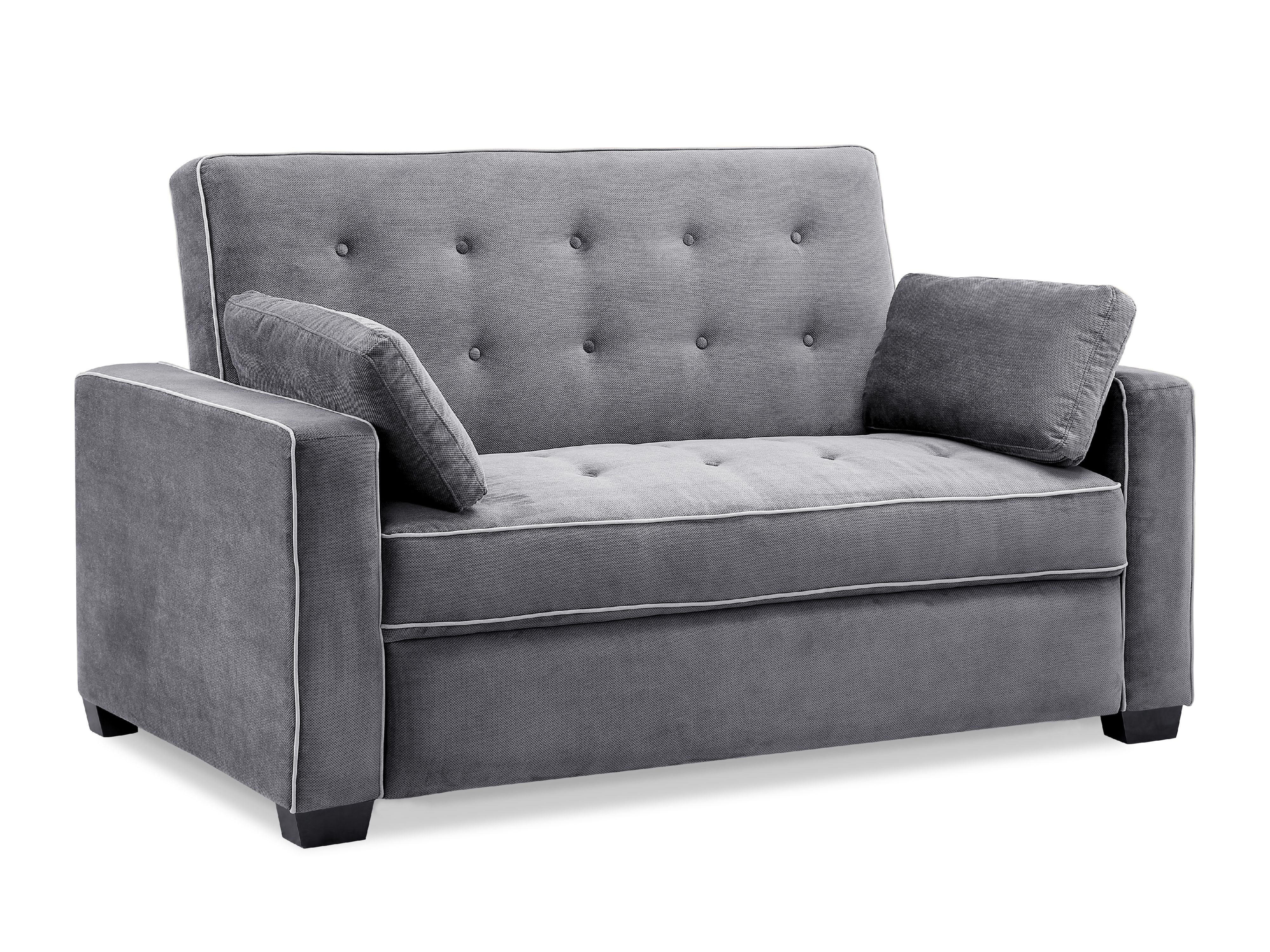 Serta Dream Convertibles Monroe Modern Polyester Convertible Queen Sofa Bed with Pillows Grey - Image 13