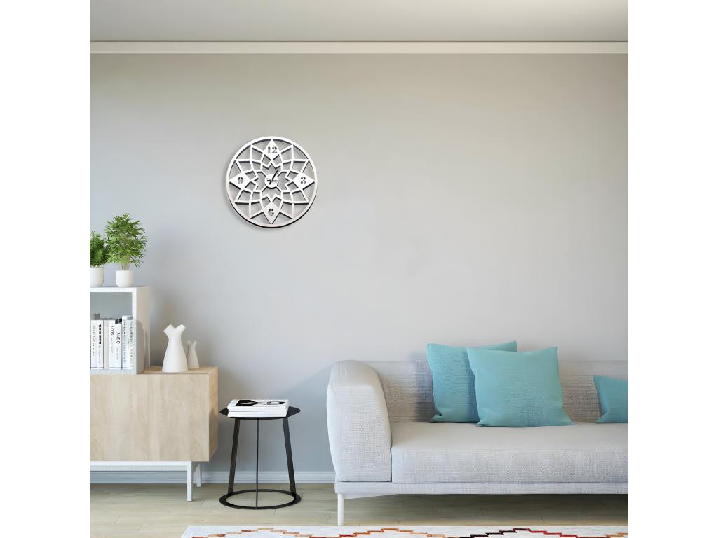 Reloj de Pared Geométrico, Blanco, 50x1,5x50 cm, Hogarlujo