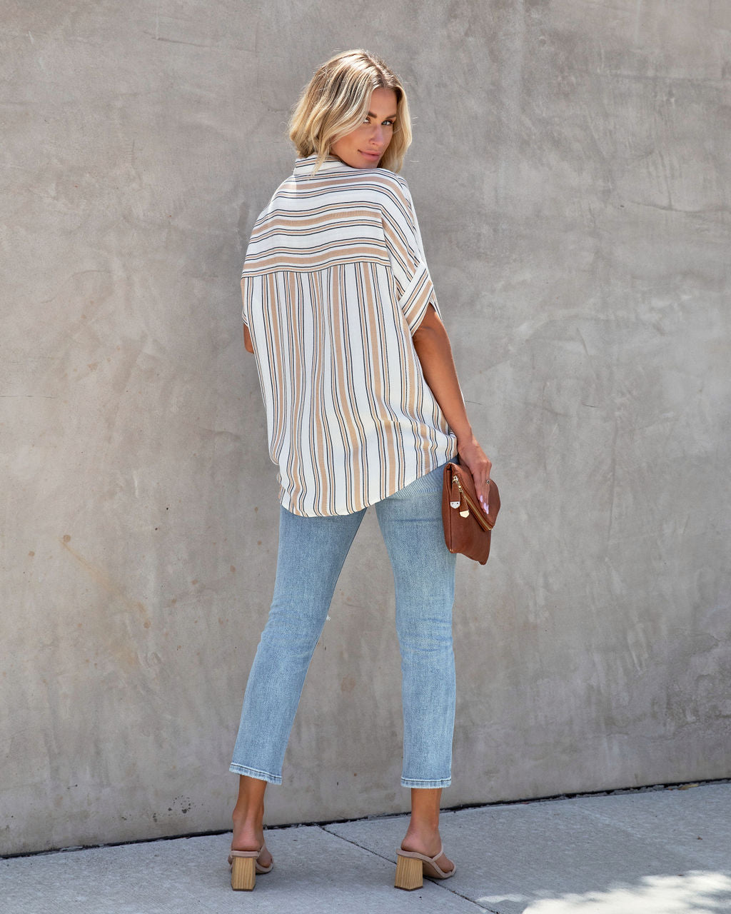 Ellian Striped Button Down Top - FINAL SALE - Se7enfashion