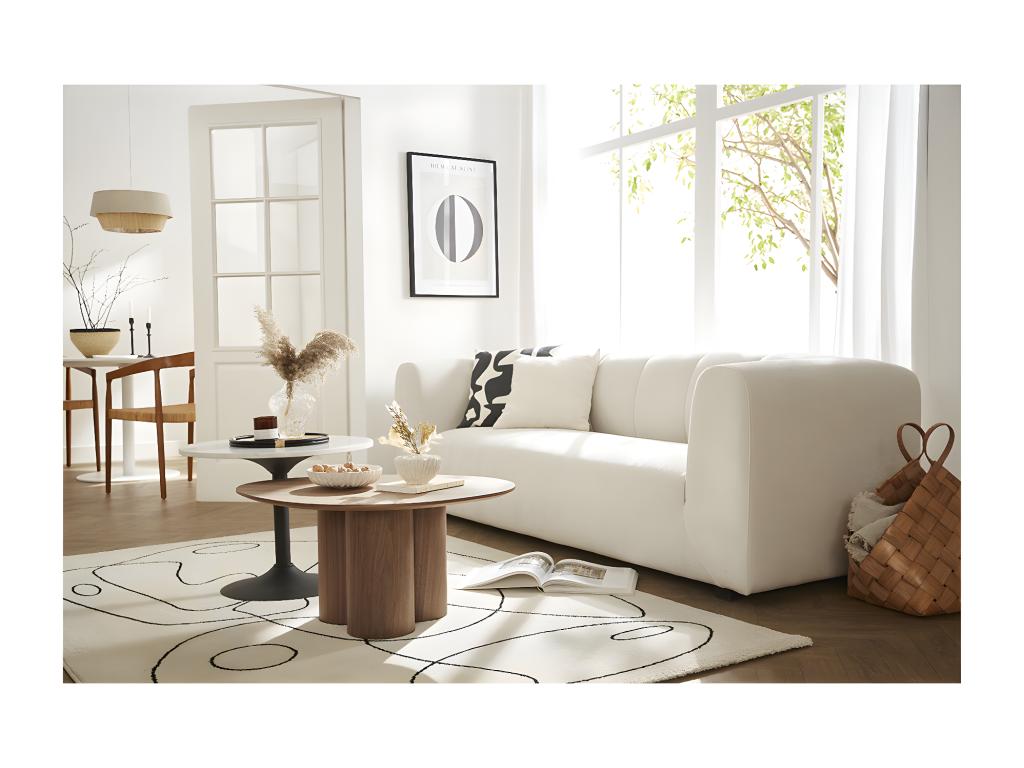 Sofá moderno de tela beige 4 plazas OLIVEIRO