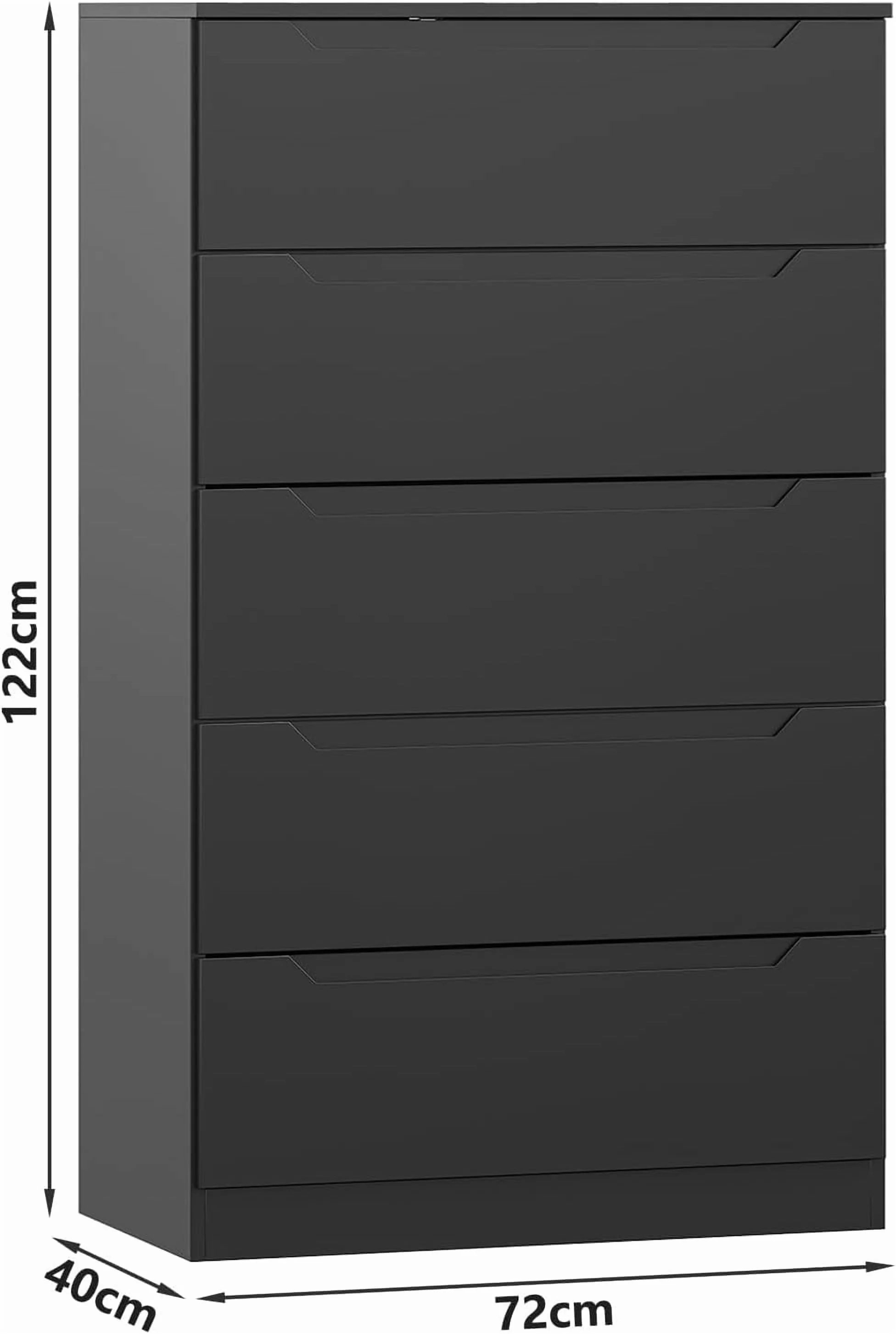 Winkalon Vertical 5 Drawer Dresser, Wood Storage Cabinet with Upgraded Stable Base for Bedroom Living Room, Black - Image 7