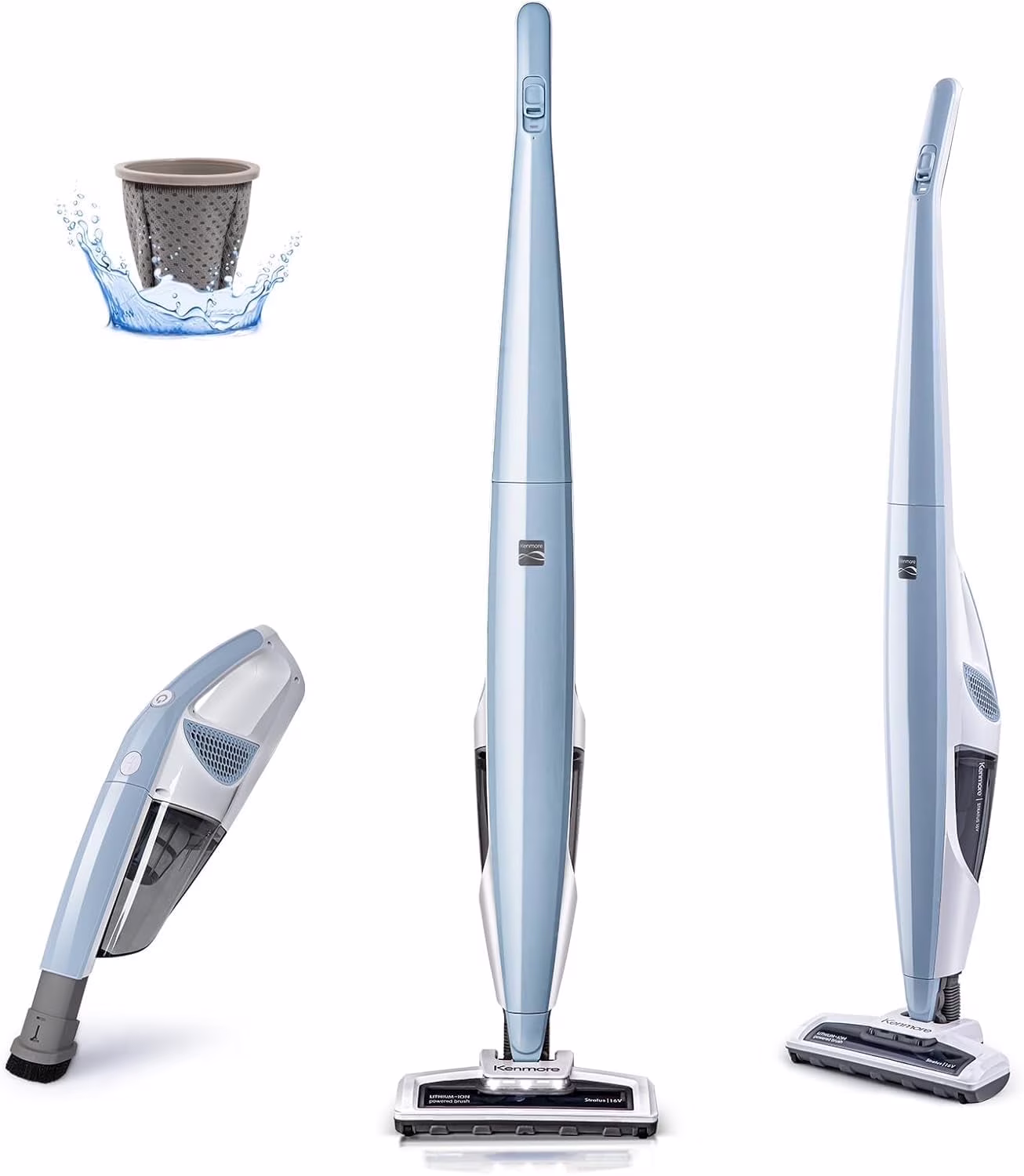Kenmore DS1030 Lightweight Cordless Stick Vacuum Cleaner, 24V, White, Handvac under 3lbs