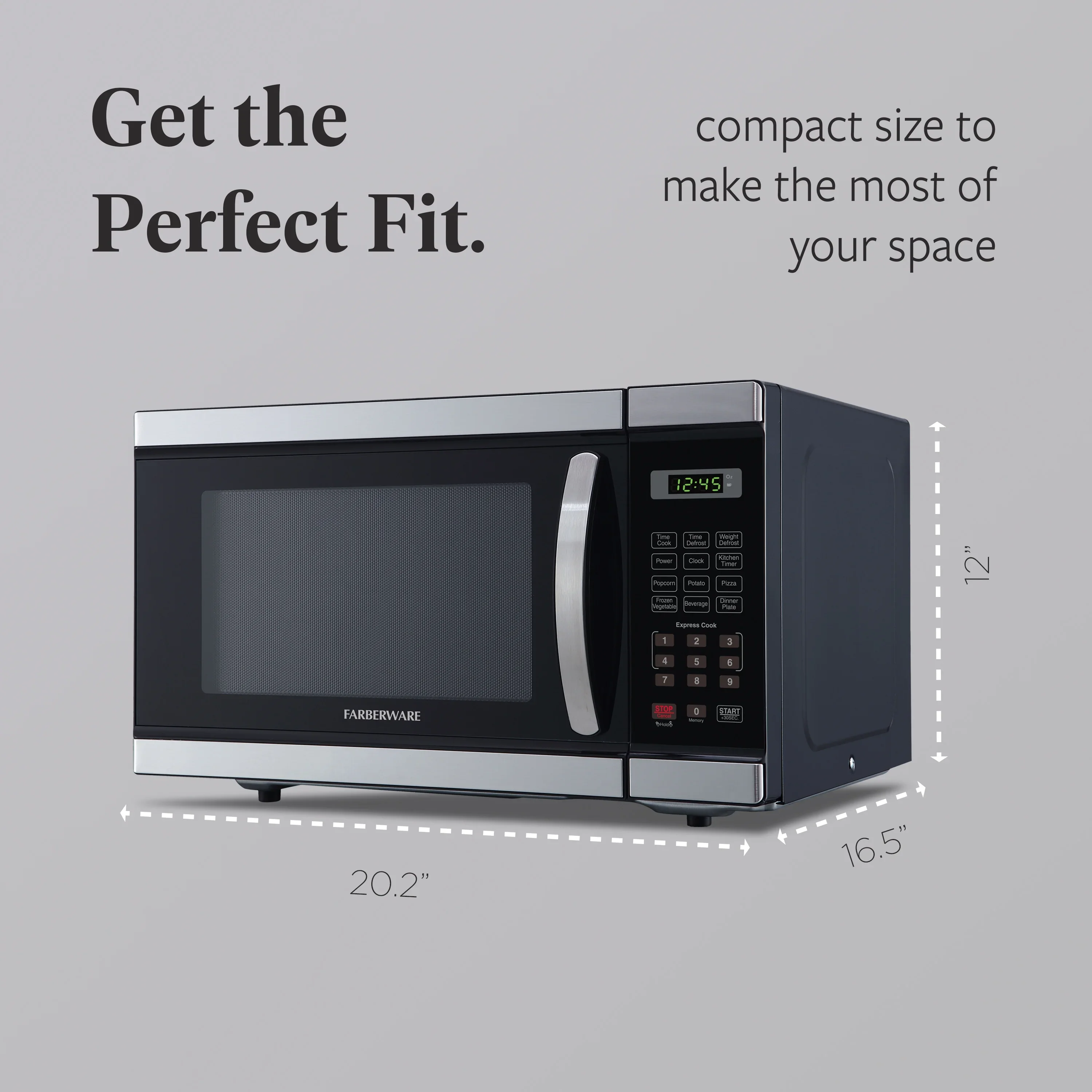 Farberware FMGZ09BKA 0.9 Cu. Ft. Microwave Oven, 900W, Digital Control, LED Display, 6 Cooking Presets, Black