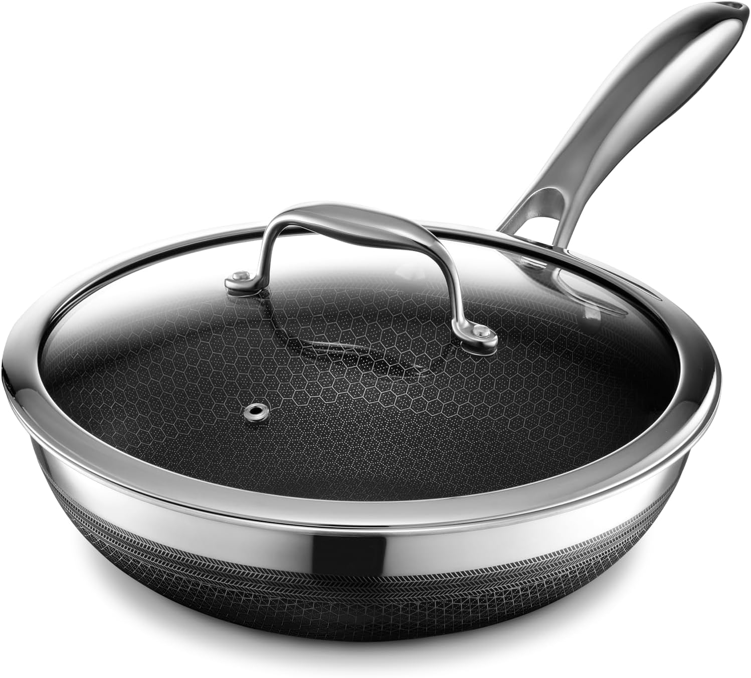 HexClad Hybrid Nonstick 12-Inch Wok, Stay-Cool Handle, Dishwasher-Friendly, Oven-Safe Up to 900°F, Induction Ready, Compatible with All Cooktops