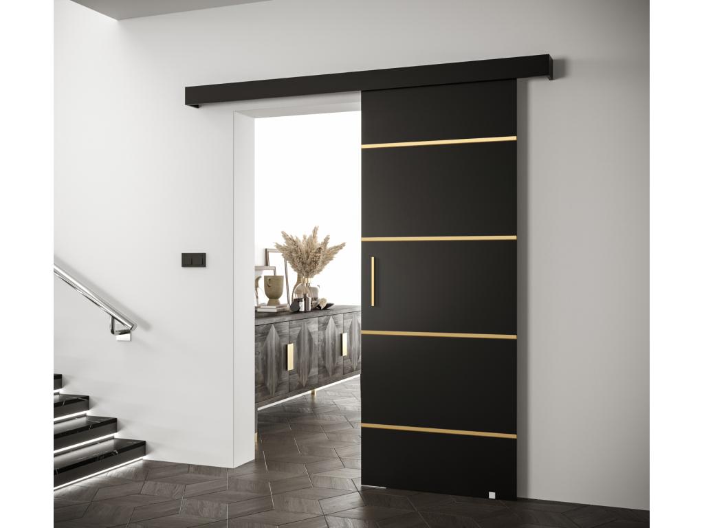 Puertas correderas Salwador IV 80x204 cm (Negro / Negro / Dorado)