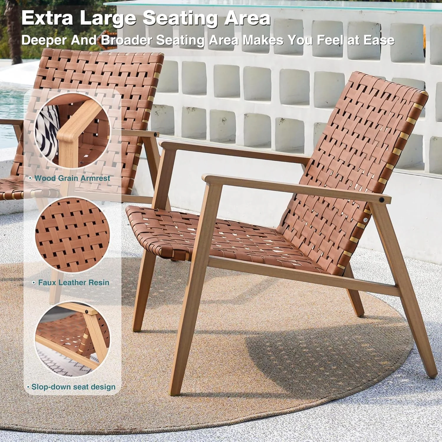 Outdoor Chairs Set of 2, Patio Bistro Set, Outdoor Furniture Set, Outdoor Conversation Chair Sets for Balcony Backyard Park Garden - Image 3