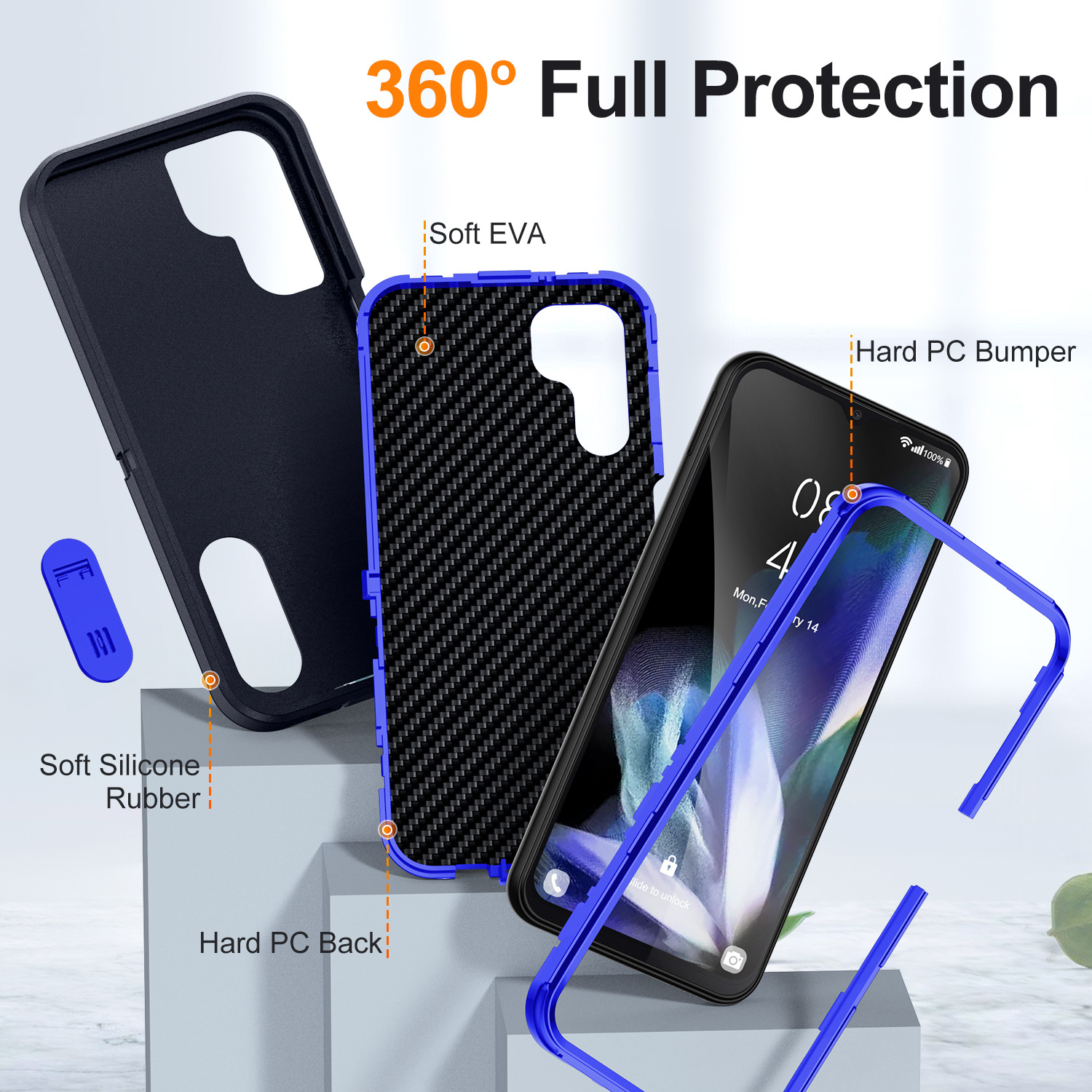 2024 New All-inclusive Tri-proof Bracket Phone Case for Samsung