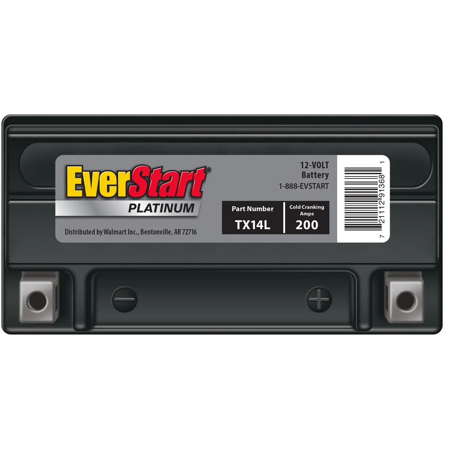 EverStart Platinum BOXED AGM Power Sport Battery, Group Size TX14L 12 Volt, 200 CCA