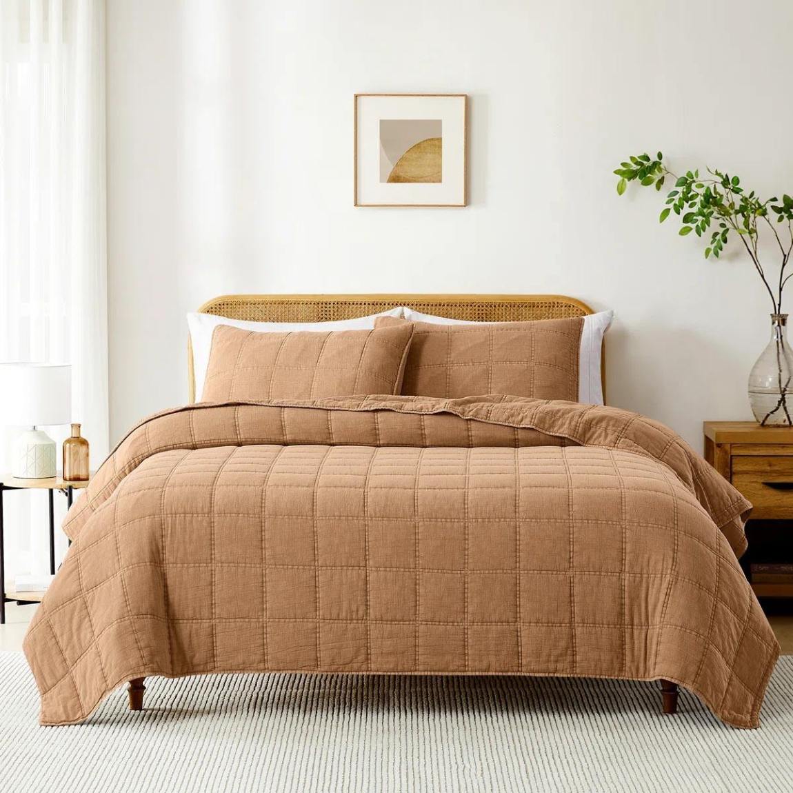 Brown Quilted Bedspread Set