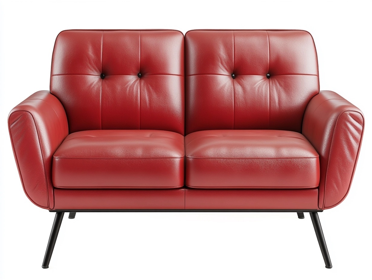 Sofá 2 plazas tapizado en piel sintética con patas de acero inoxidable con recubrimiento en polvo, 150x85x75 cm