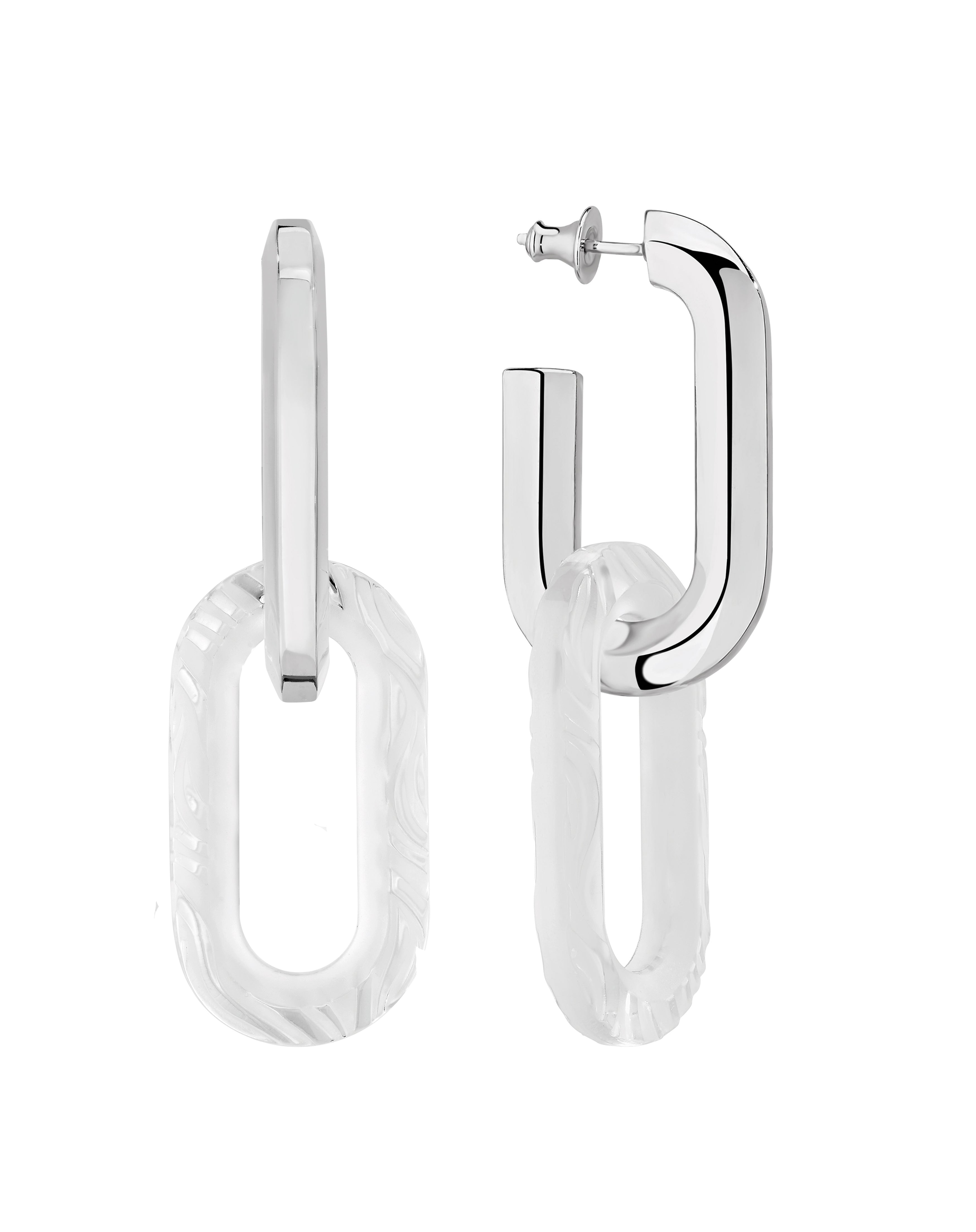 BOUCLES D'OREILLES EMPREINTE ANIMALE - CRISTAL INCOLORE, ARGENT