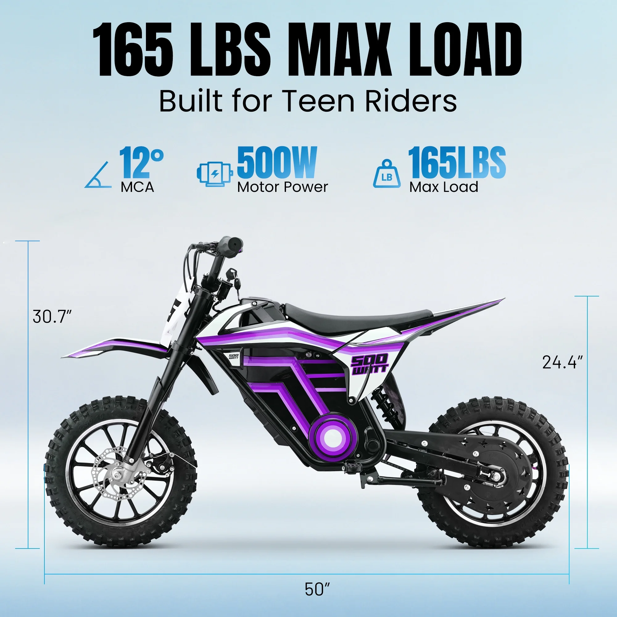 QEASET electric dirt bike, 500W kids dirt bike for Boys Girls Age 8-14, Blue - Image 30