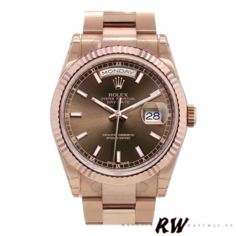 Rolex Day-Date 118235 Fluted Bezel Chocolate Dial 36mm Unisex Replica Watch