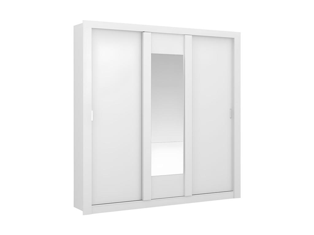 Armario con espejo y puertas correderas - blanco