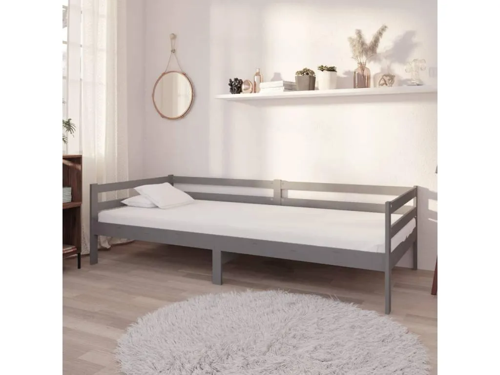 Sofá cama con colchón Decounico maciza gris 90x200 cm