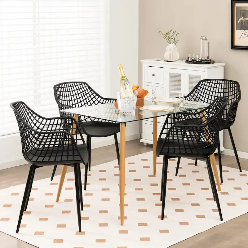 Set of 4 Modern Plastic Shell Dining Chairs with Metal Legs by Costway