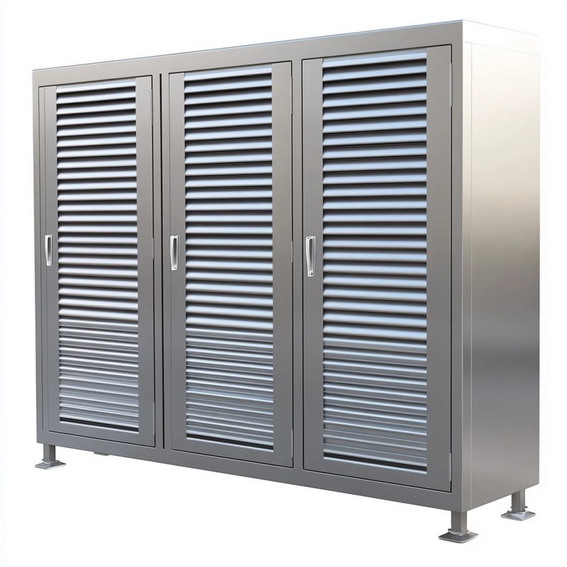 Armario Metálico de Exterior con Persianas Ideal para Almacenamiento 3 Puertas 180x120x45 cm