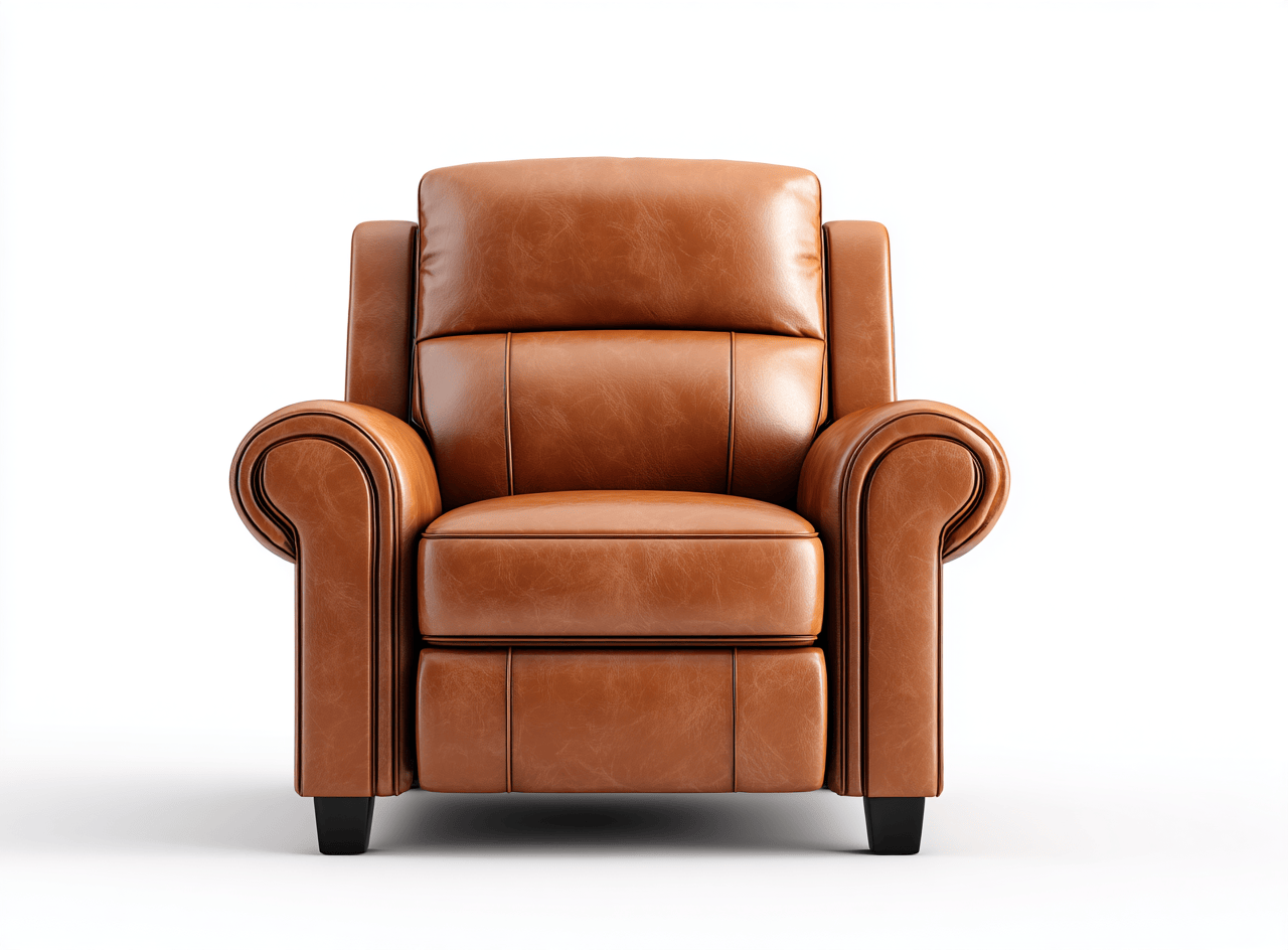 Sillón reclinable individual de cuero genuino 98×94×102 cm – marrón – diseño clásico y ergonómico