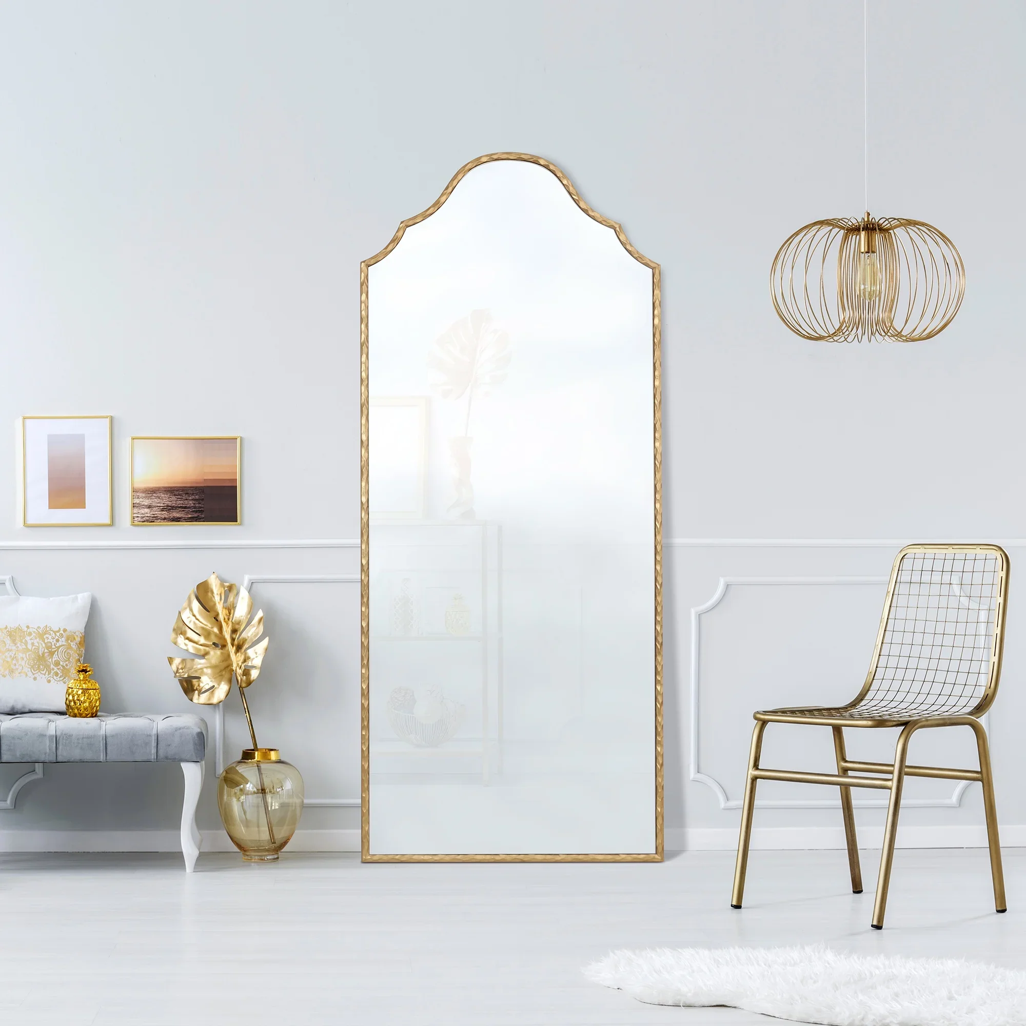 Gold Frame Art Deco Arch Floor Mirror 30"x70" My Texas House