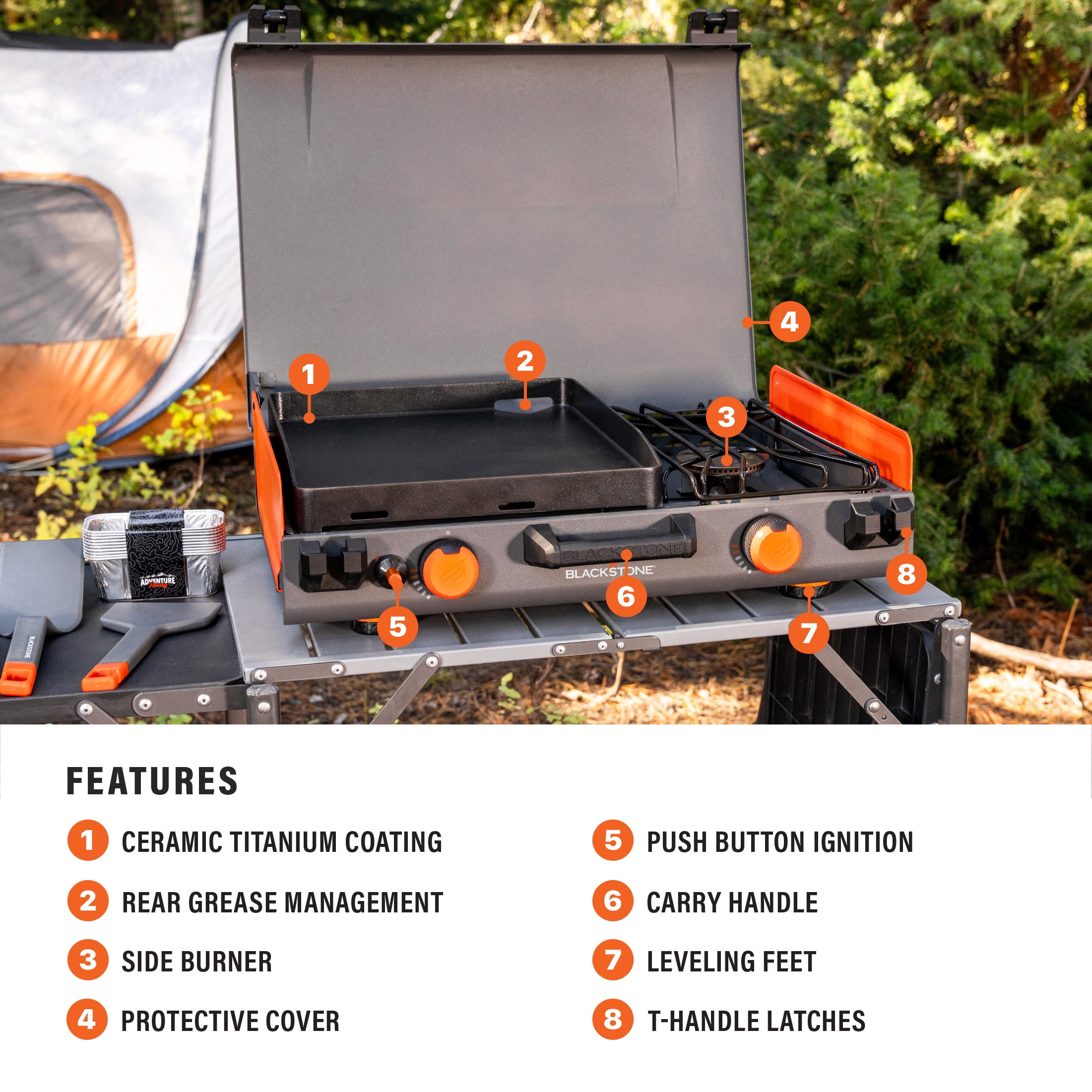 Blackstone Adventure Ready 12"x14- Propane Camping Griddle with Side Burner - Image 7
