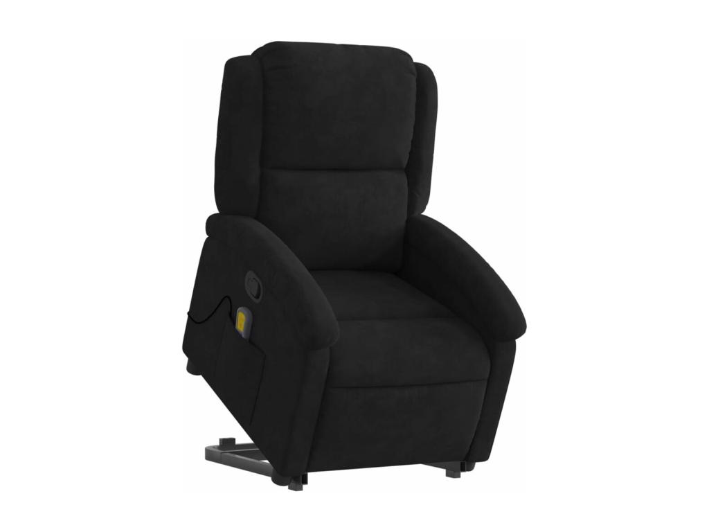 Sillón reclinable de masaje elevable terciopelo negro