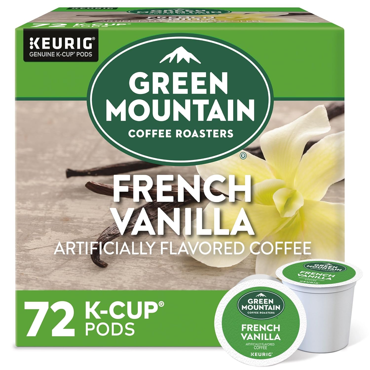 Green Mountain Coffee Roasters French Vanilla Keurig Single-Serve K-Cup pods. Light Roast Coffee. 72 Count