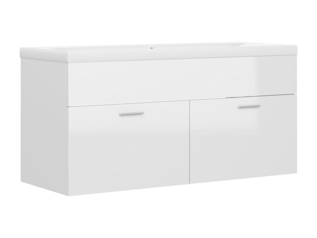 Mueble con lavabo madera de ingeniería blanco brillante